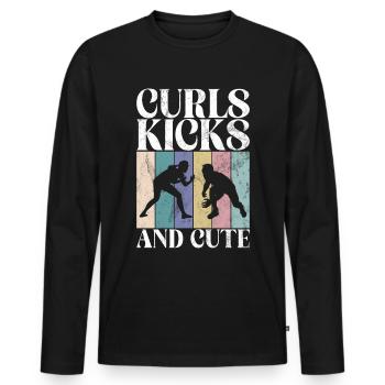 Lutteuse Fille Grappling Lutteuse Femmes - T-shirt manches longues Premium bio Homme - noir - Devant - Nico (187cm)