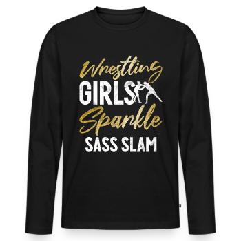 Lutteuse Fille Grappling Lutteuse Femmes - T-shirt manches longues Premium bio Homme - noir - Devant - Nico (187cm)