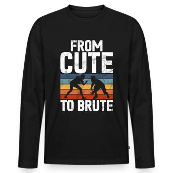 Lutteuse Fille Grappling Lutteuse Femmes - T-shirt manches longues Premium bio Homme - noir - Devant - Nico (187cm)