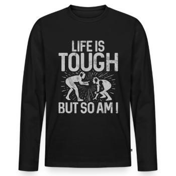 Lutteuse Fille Grappling Lutteuse Femmes - T-shirt manches longues Premium bio Homme - noir - Devant - Nico (187cm)