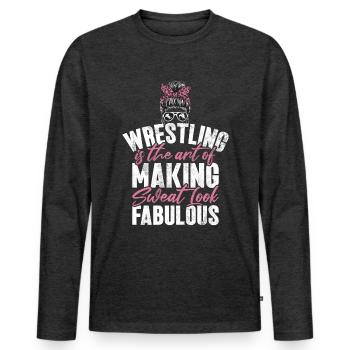 Lutteuse Fille Grappling Lutteuse Femmes - T-shirt manches longues Premium bio Homme - anthracite chiné - Devant - Nico (187cm)
