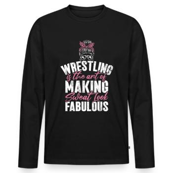 Lutteuse Fille Grappling Lutteuse Femmes - T-shirt manches longues Premium bio Homme - noir - Devant - Nico (187cm)