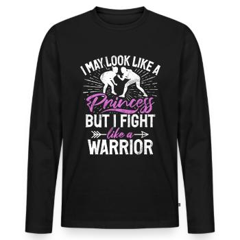 Lutteuse Fille Grappling Lutteuse Femmes - T-shirt manches longues Premium bio Homme - noir - Devant - Nico (187cm)