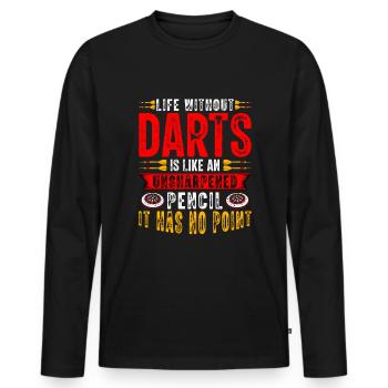 Darts Player Steeldart Funny Dart 180 Darts - Männer Premium Bio Langarmshirt - Schwarz - Vorne - Nico (187cm)