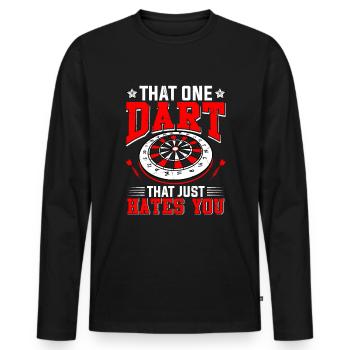 Darts Player Steeldart Funny Dart 180 Darts - Männer Premium Bio Langarmshirt - Schwarz - Vorne - Nico (187cm)