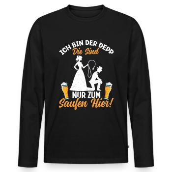 Le marié Funny EVJ - T-shirt manches longues Premium bio Homme - noir - Devant - Nico (187cm)