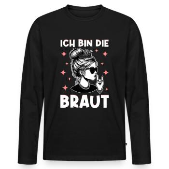 The Bride Funny Bachelorette Party Maid of Honor - Men's Premium Organic Long Sleeve Shirt - black - Front - Nico (187cm)