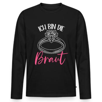 The Bride Funny Bachelorette Party Maid of Honor - Men's Premium Organic Long Sleeve Shirt - black - Front - Nico (187cm)