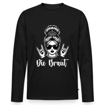 The Bride Funny Bachelorette Party Maid of Honor - Men's Premium Organic Long Sleeve Shirt - black - Front - Nico (187cm)