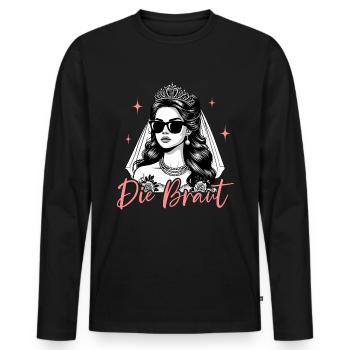 The Bride Funny Bachelorette Party Maid of Honor - Men's Premium Organic Long Sleeve Shirt - black - Front - Nico (187cm)