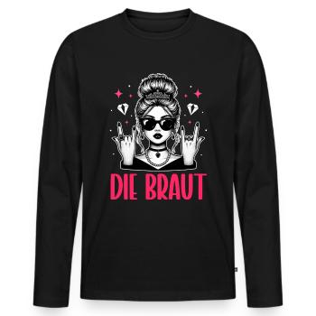 The Bride Funny Bachelorette Party Maid of Honor - Men's Premium Organic Long Sleeve Shirt - black - Front - Nico (187cm)