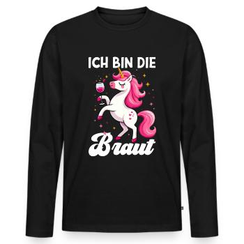 Mariée Licorne Drôle De Jeune Fille - T-shirt manches longues Premium bio Homme - noir - Devant - Nico (187cm)
