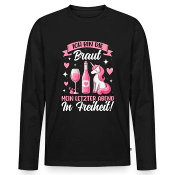 Mariée Licorne Drôle De Jeune Fille - T-shirt manches longues Premium bio Homme - noir - Devant - Nico (187cm)