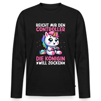 Hands me the controller, the queen wants to play - Men's Premium Organic Long Sleeve Shirt - black - Front - Nico (187cm)