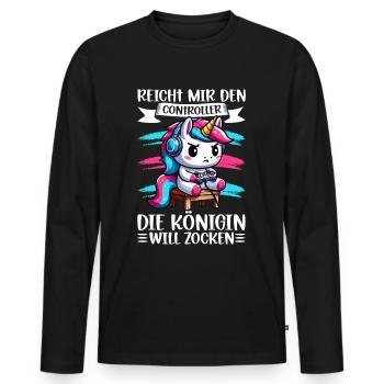 Hands me the controller, the queen wants to play - Men's Premium Organic Long Sleeve Shirt - black - Front - Nico (187cm)