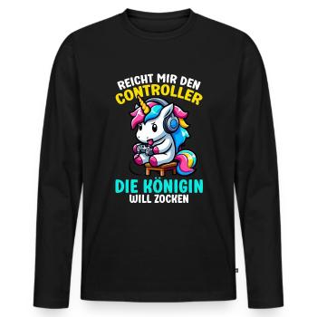 Hands me the controller, the queen wants to play - Men's Premium Organic Long Sleeve Shirt - black - Front - Nico (187cm)