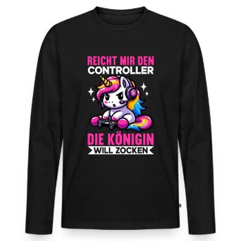Hands me the controller, the queen wants to play - Men's Premium Organic Long Sleeve Shirt - black - Front - Nico (187cm)