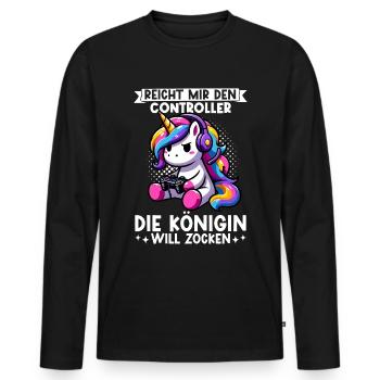 Hands me the controller, the queen wants to play - Men's Premium Organic Long Sleeve Shirt - black - Front - Nico (187cm)