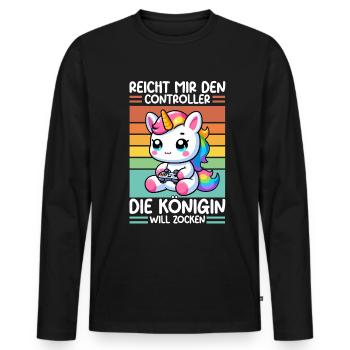 Hands me the controller, the queen wants to play - Men's Premium Organic Long Sleeve Shirt - black - Front - Nico (187cm)
