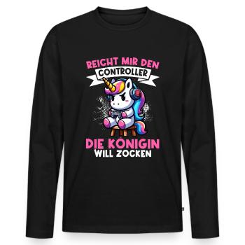 Hands me the controller, the queen wants to play - Men's Premium Organic Long Sleeve Shirt - black - Front - Nico (187cm)