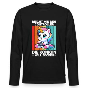 Hands me the controller, the queen wants to play - Men's Premium Organic Long Sleeve Shirt - black - Front - Nico (187cm)