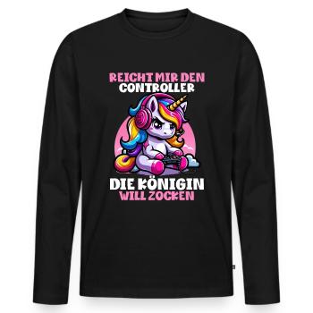 Hands me the controller, the queen wants to play - Men's Premium Organic Long Sleeve Shirt - black - Front - Nico (187cm)