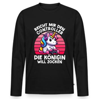 Hands me the controller, the queen wants to play - Men's Premium Organic Long Sleeve Shirt - black - Front - Nico (187cm)