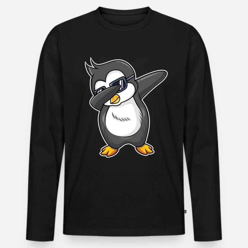 Pinguin - Männer Premium Bio Langarmshirt - Schwarz