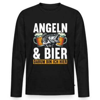 Angler und Bier Lustiges Fischer Hobby - Männer Premium Bio Langarmshirt - Schwarz - Vorne - Nico (187cm)
