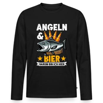 Angler und Bier Lustiges Fischer Hobby - Männer Premium Bio Langarmshirt - Schwarz - Vorne - Nico (187cm)