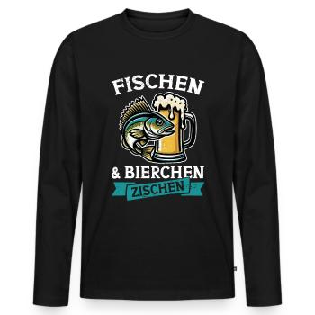 Angler und Bier Lustiges Fischer Hobby - Männer Premium Bio Langarmshirt - Schwarz - Vorne - Nico (187cm)
