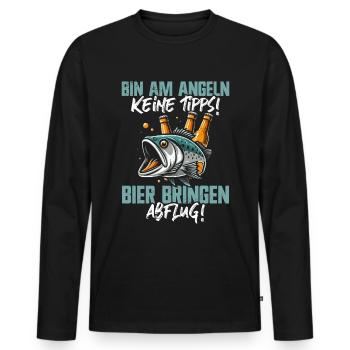 Angler und Bier Lustiges Fischer Hobby - Männer Premium Bio Langarmshirt - Schwarz - Vorne - Nico (187cm)