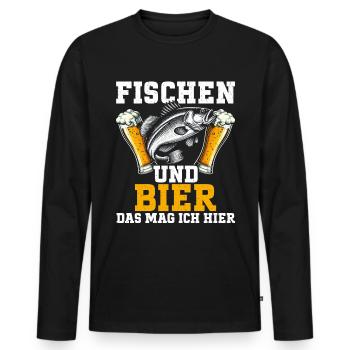 Angler und Bier Lustiges Fischer Hobby - Männer Premium Bio Langarmshirt - Schwarz - Vorne - Nico (187cm)