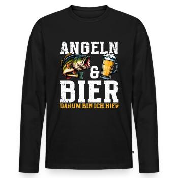 Angler und Bier Lustiges Fischer Hobby - Männer Premium Bio Langarmshirt - Schwarz - Vorne - Nico (187cm)