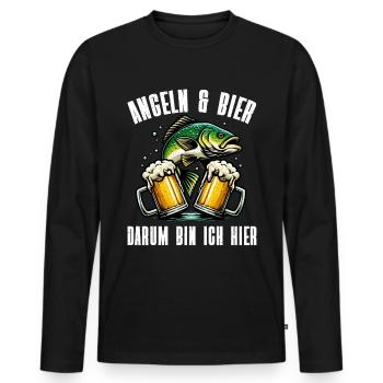 Angler und Bier Lustiges Fischer Hobby - Männer Premium Bio Langarmshirt - Schwarz - Vorne - Nico (187cm)