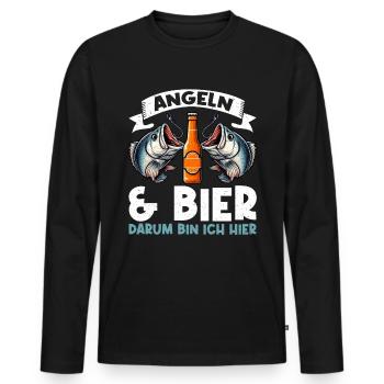 Angler und Bier Lustiges Fischer Hobby - Männer Premium Bio Langarmshirt - Schwarz - Vorne - Nico (187cm)
