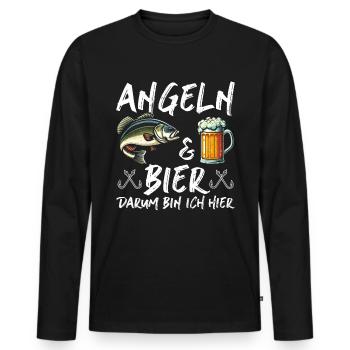 Angler und Bier Lustiges Fischer Hobby - Männer Premium Bio Langarmshirt - Schwarz - Vorne - Nico (187cm)