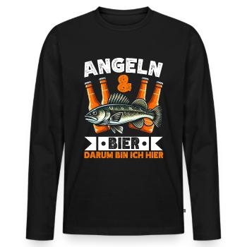 Angler und Bier Lustiges Fischer Hobby - Männer Premium Bio Langarmshirt - Schwarz - Vorne - Nico (187cm)