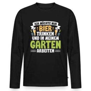 Biergarten Jardinage Jardinage Jardinier Jardinier - T-shirt manches longues Premium bio Homme - noir - Devant - Nico (187cm)