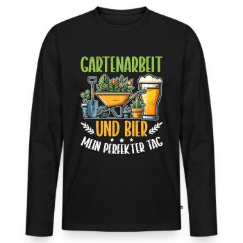 Beer Garden Gardening Allotment Gardener Gardener - Men's Premium Organic Long Sleeve Shirt - black - Front - Nico (187cm)