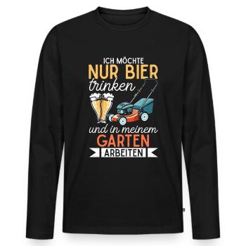 Biergarten Jardinage Jardinage Jardinier Jardinier - T-shirt manches longues Premium bio Homme - noir - Devant - Nico (187cm)
