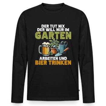 Biergarten Jardinage Jardinage Jardinier Jardinier - T-shirt manches longues Premium bio Homme - noir - Devant - Nico (187cm)