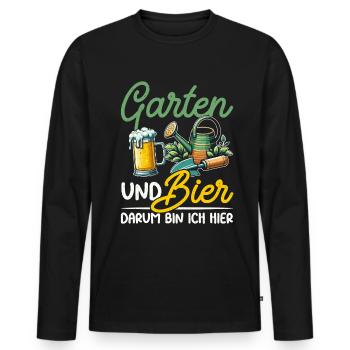 Beer Garden Gardening Allotment Gardener Gardener - Men's Premium Organic Long Sleeve Shirt - black - Front - Nico (187cm)