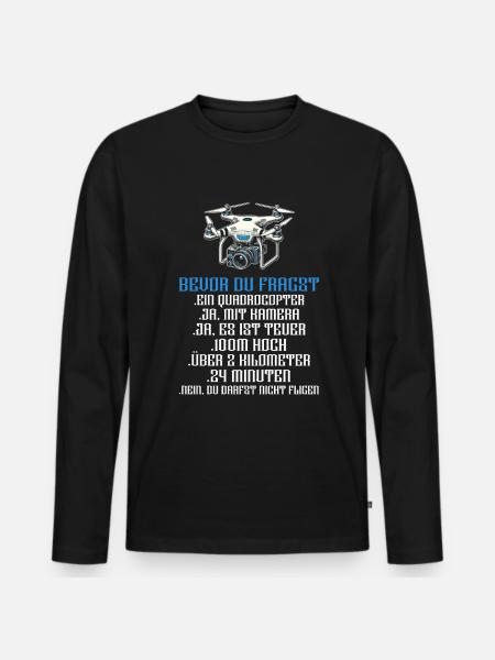 Drone Pilot Quadcopter Flying Quadcopter - Men's Premium Organic Long Sleeve Shirt - black