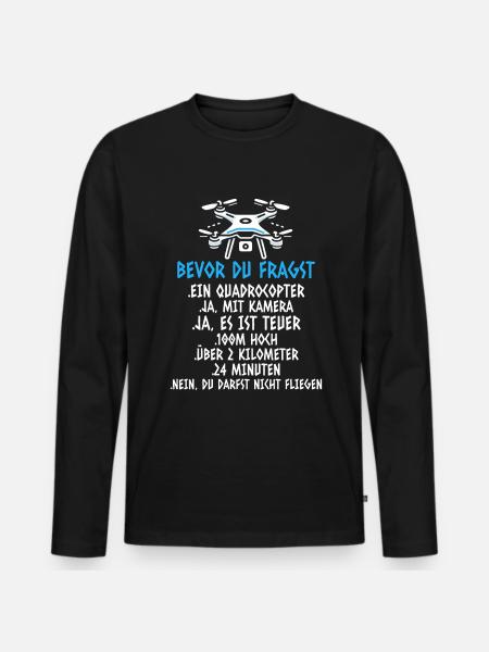 Drone Pilot Quadcopter Flying Quadcopter - Men's Premium Organic Long Sleeve Shirt - black