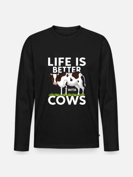 Granjero Vacas Granja Divertida Vacas Granja Animal - Premium økologisk langærmet T-shirt til mænd - sort