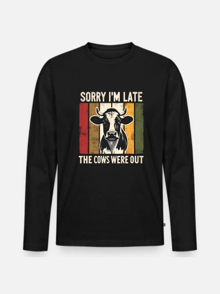 Cow Farmer Funny Farming Cows Animal Farm - Men's Premium Organic Long Sleeve Shirt - black