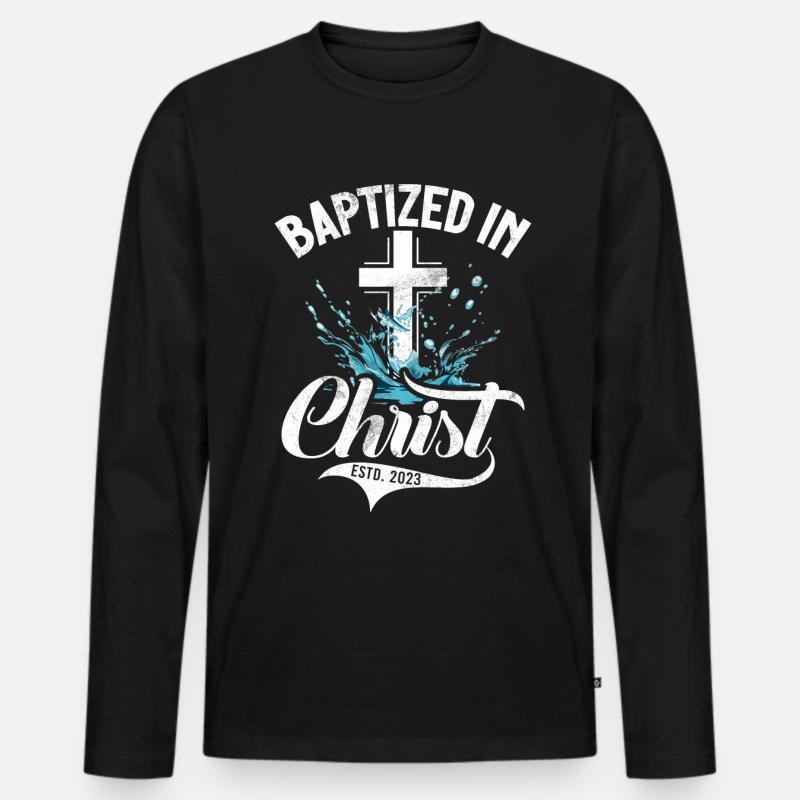 Battesimo Battezzato Cristiano Gesù Dio - Bibbia - Maglia a manica lunga ecologica premium da uomo - nero