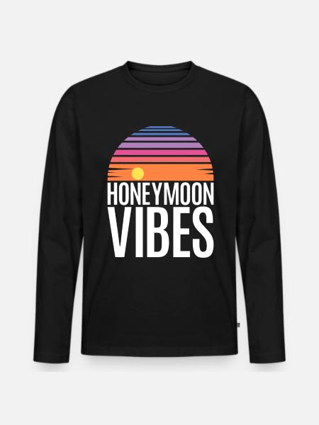 Honeymoon Husband Wife Couple Vacation - Men's Premium Organic Long Sleeve Shirt - black