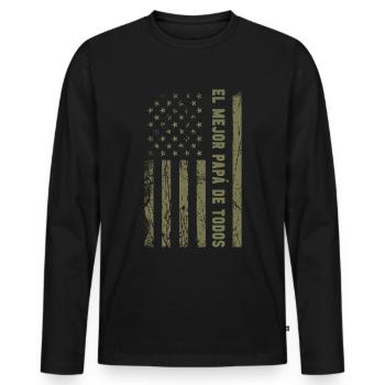 Spanischer Vater Zweisprachiger Latino Vatertag - Männer Premium Bio Langarmshirt - Schwarz - Vorne - Nico (187cm)